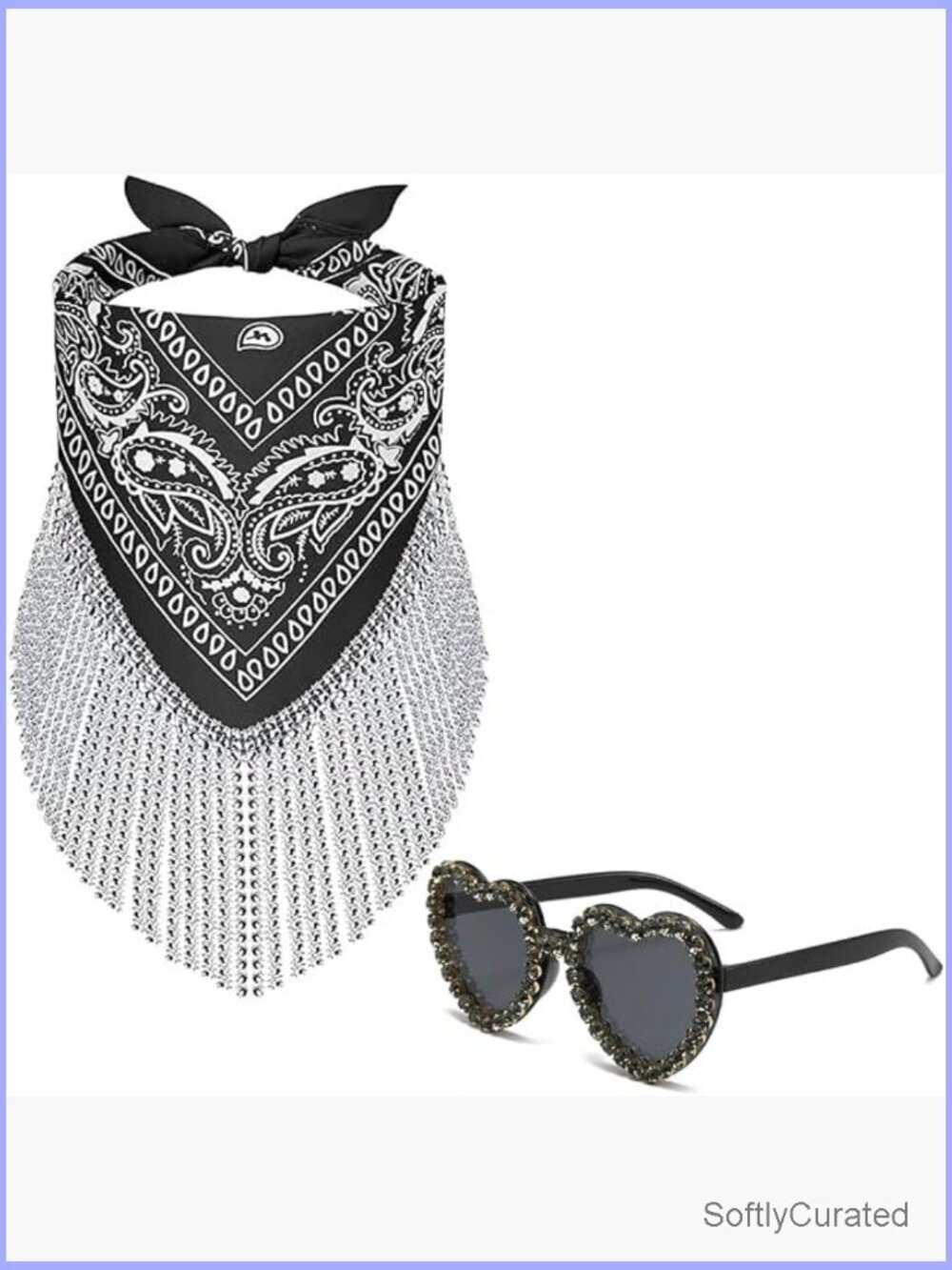 Rhinestone Fringe Paisley Bandana Scarf Face Mask for Cowgirl Bachelorette